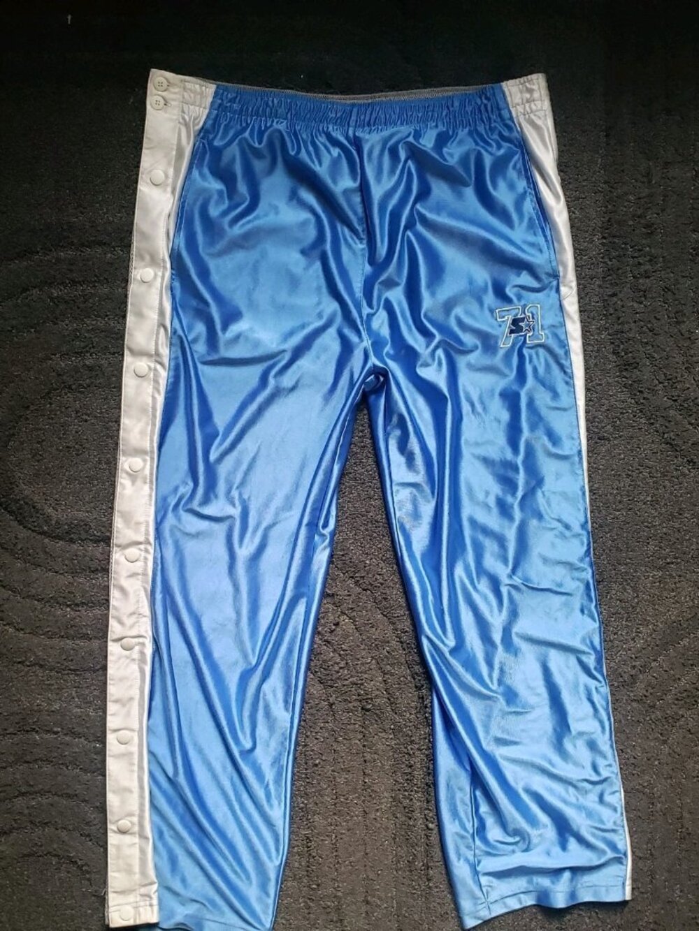 Vintage Starter 71 Men's Ocean Blue Tear away Track Pants Size L Snap Leg